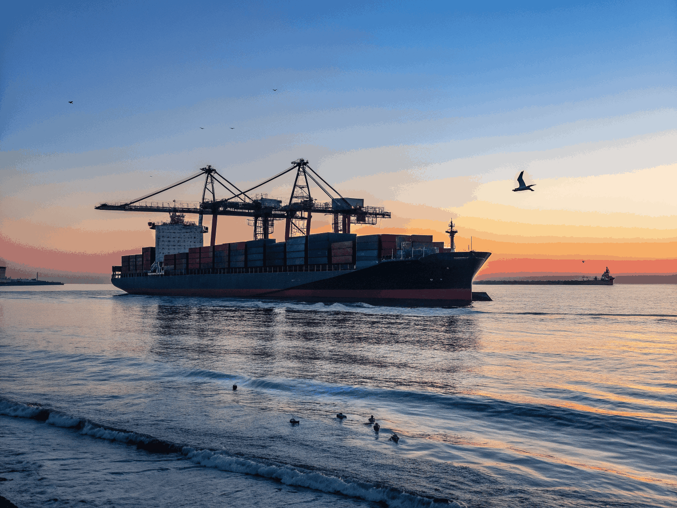 Global cargo vessel and international distribution